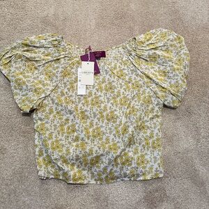 J Crew Liberty fabric puff sleeves crop top